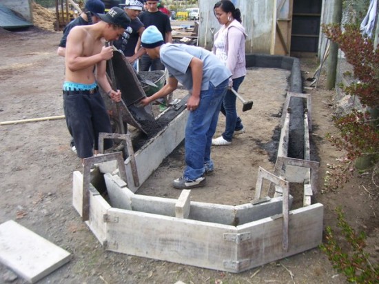 Conservation Corps workers building an Organiponoco bed in the